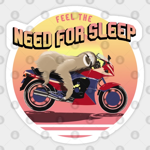 The Need For Sleep | Biker Sloth Sticker by TMBTM